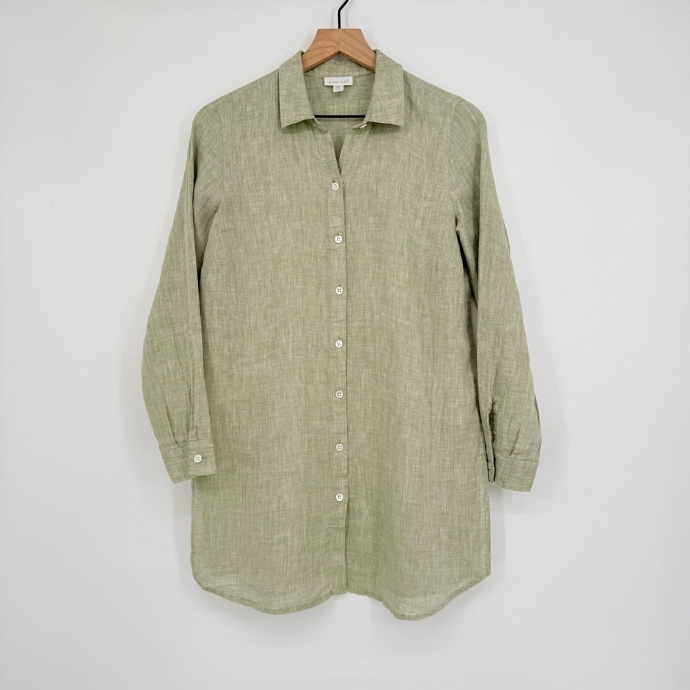 J. Jill Love Linen Tunic Women S Petite Sage Green Coastal Minimalist Lagenlook